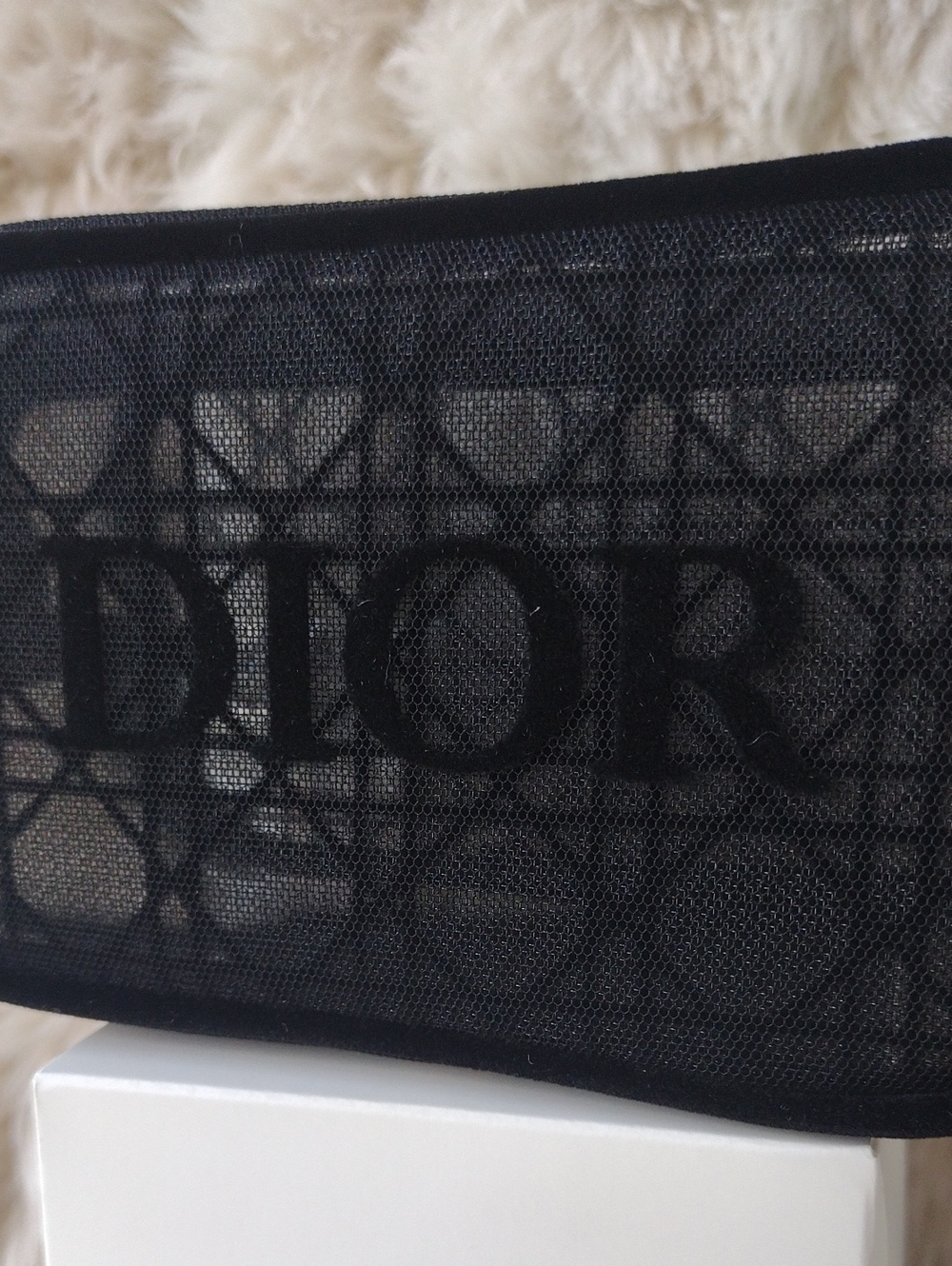 Dior Black Mesh Logo Pouch - Picture 4 of 12